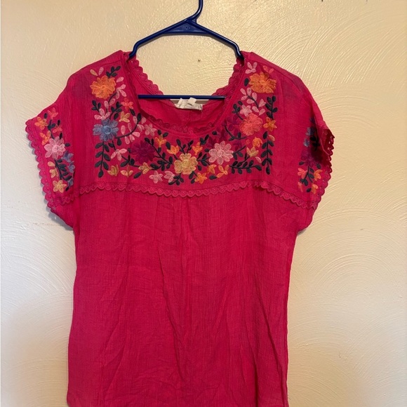 Blu Pepper Vibrant Pink Floral Blouse - Picture 1 of 8